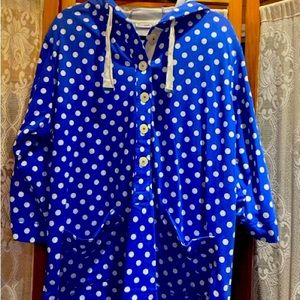 Printed French Terry Hooded Pullover Top